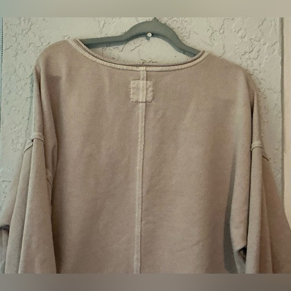 Aerie Light Tan Textured Long Cropped Sweatshirt - Picture 5 of 7